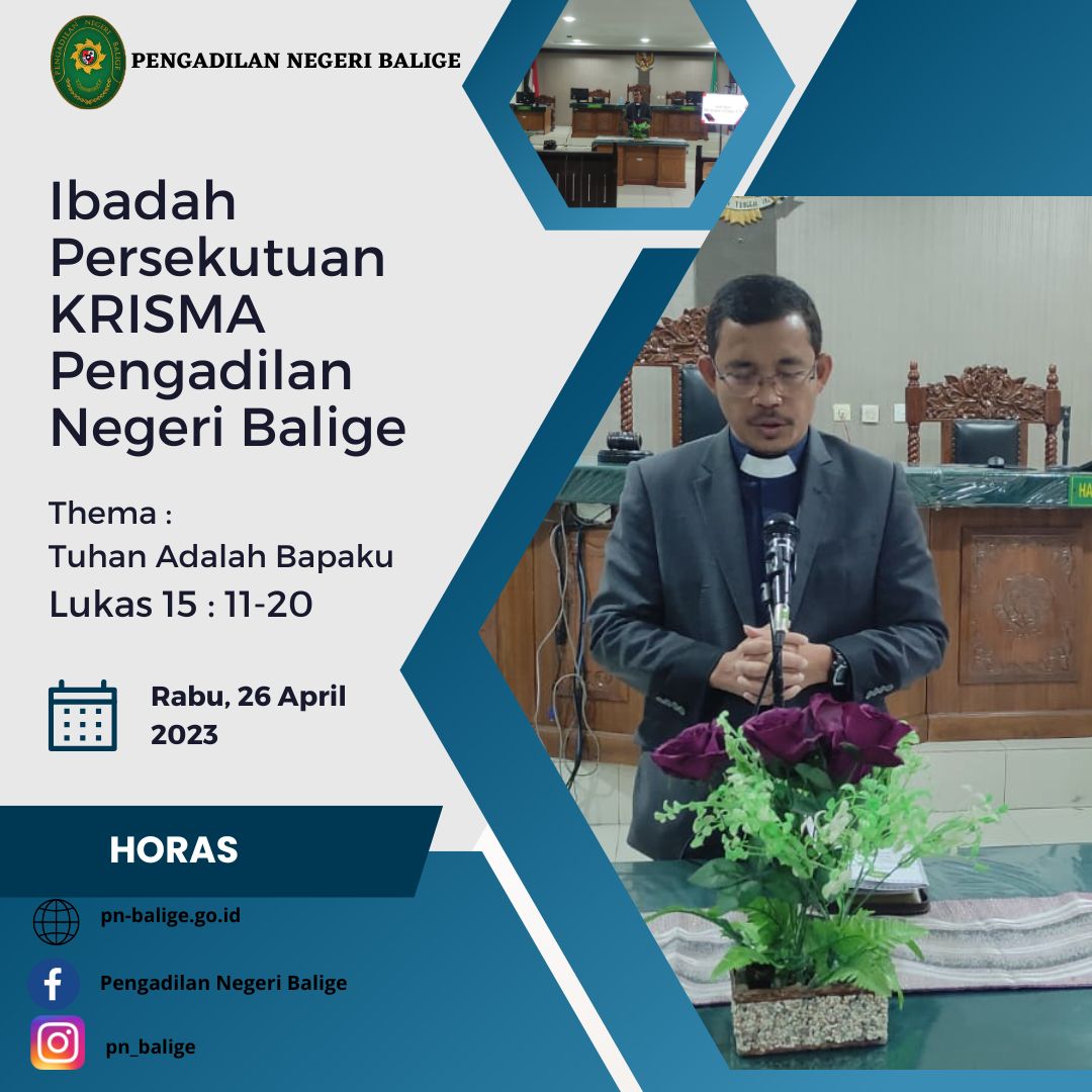 IBADAH PERSEKUTUAN KRISMA PENGADILAN NEGERI BALIGE Bulan April 2023 IBADAH PERSEKUTUAN KRISMA PENGADILAN NEGERI BALIGE Bulan April 2023